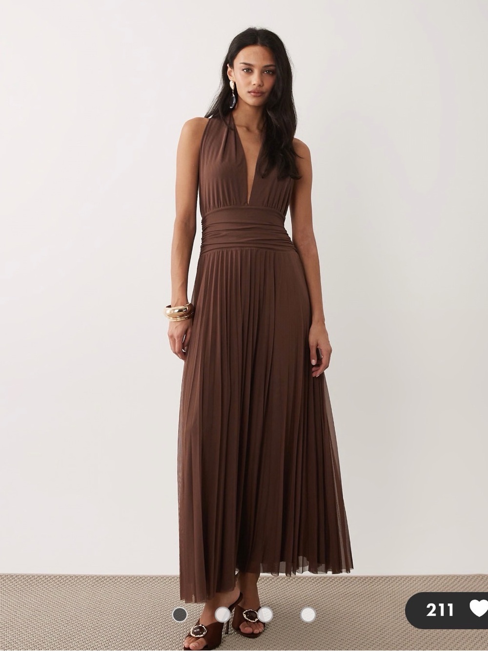 NWT Abercrombie & Fitch Brown Halter Midi Dress